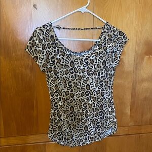 No Boundaries Leopard Print Short Sleeve Top